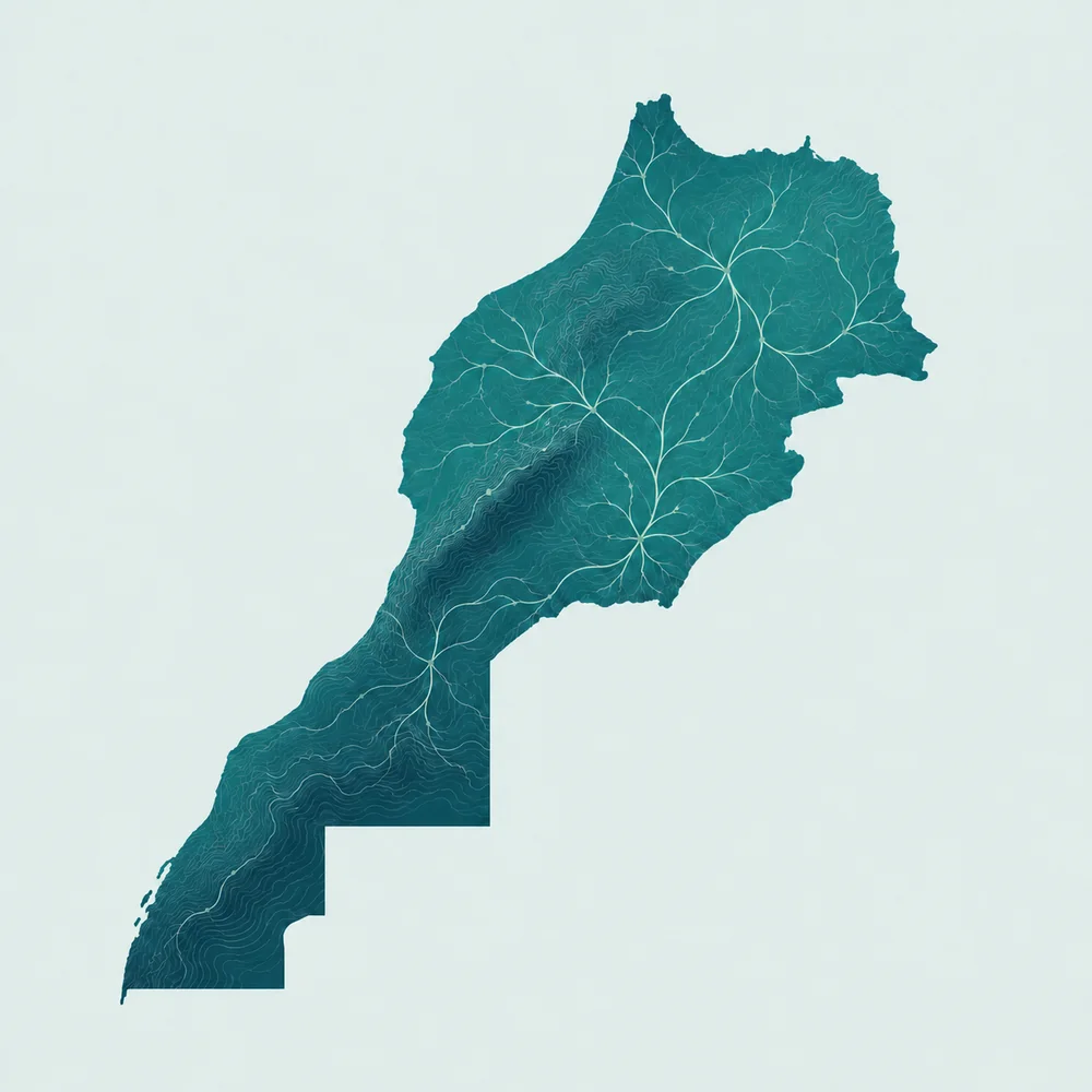 Carte médicale stylisée du Maroc situant le cabinet à Casablanca